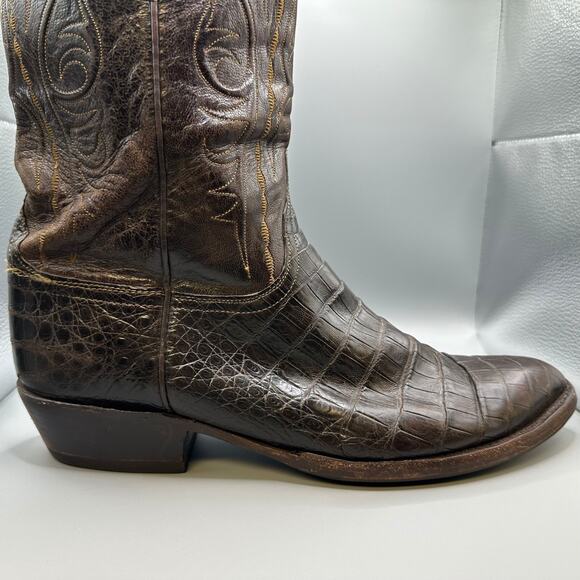 Lucchese Classics Caiman Belly Boots Men Size 12 D Brown Handmade in USA main image 14